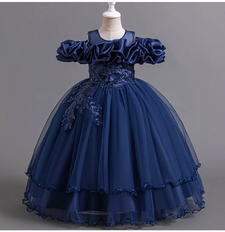 New 2026 Wedding Girl Long Dress Suitable for 8-12-Year-Old Christmas Girl's Clothing Sloppy Birthday Ball Night Dress