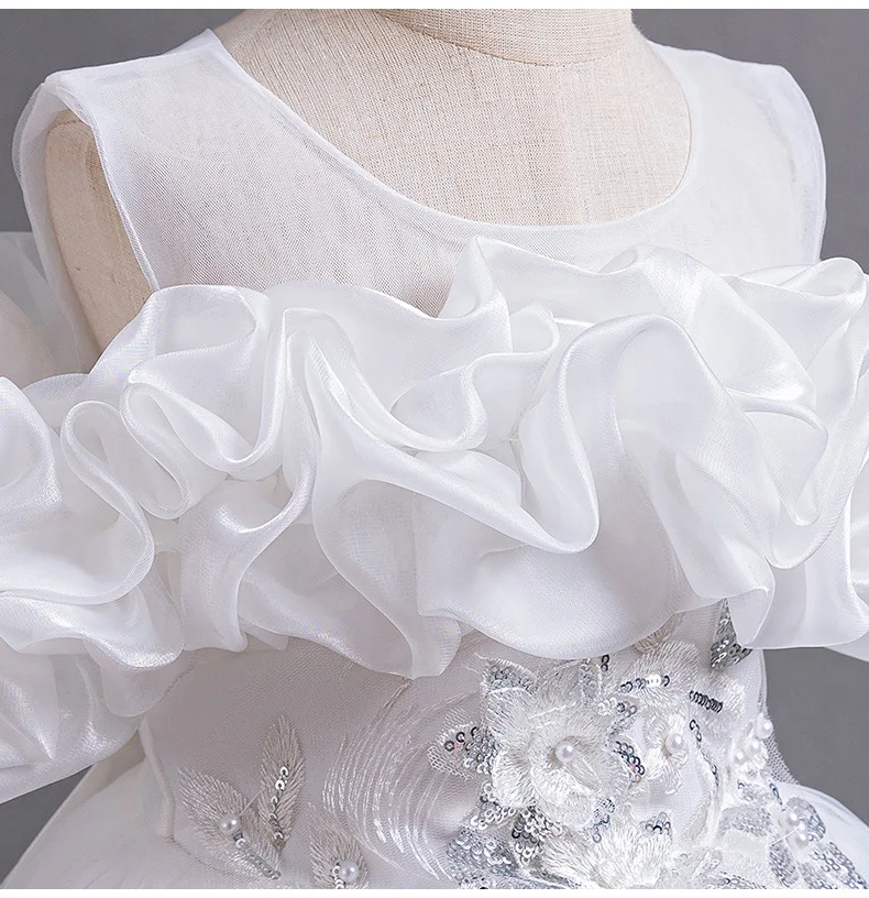 New 2026 Wedding Girl Long Dress Suitable for 8-12-Year-Old Christmas Girl's Clothing Sloppy Birthday Ball Night Dress