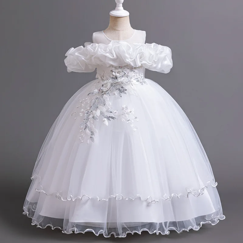 New 2026 Wedding Girl Long Dress Suitable for 8-12-Year-Old Christmas Girl's Clothing Sloppy Birthday Ball Night Dress