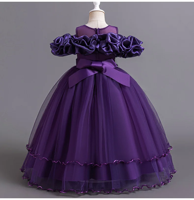 New 2026 Wedding Girl Long Dress Suitable for 8-12-Year-Old Christmas Girl's Clothing Sloppy Birthday Ball Night Dress