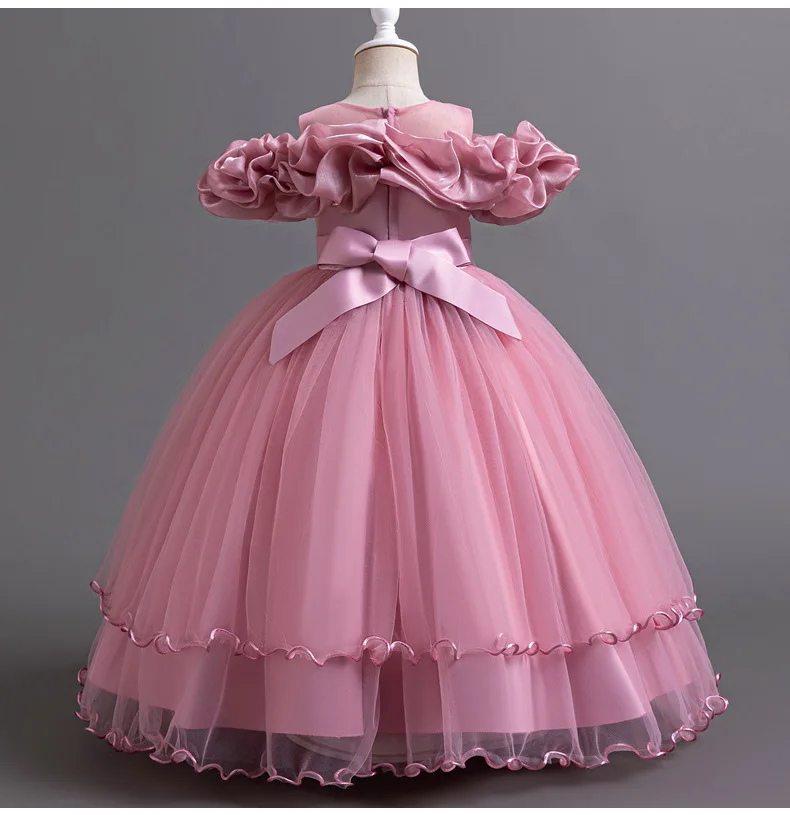 New 2026 Wedding Girl Long Dress Suitable for 8-12-Year-Old Christmas Girl's Clothing Sloppy Birthday Ball Night Dress