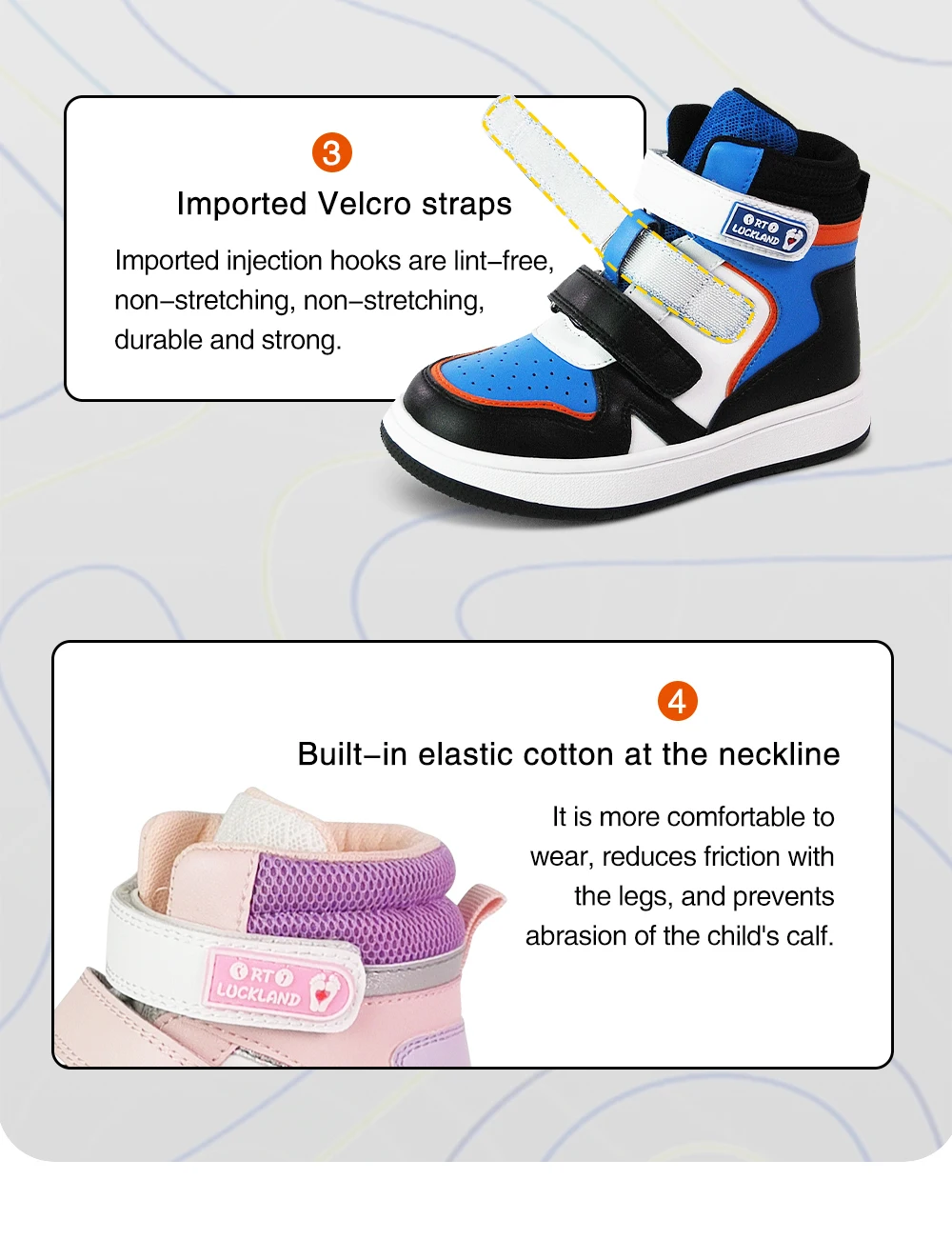 ORTOLUCKLAND Children Sneakers Orthopedic Shoes For Kid Casual Lenther Mesh Toddler Boy Girl Running Trainer Footwear Size 24-36