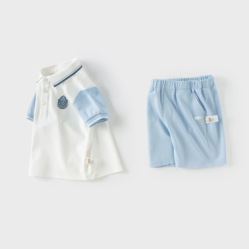 Dave Bella Boys' Pants Set Baby Fashion Casual Top Shorts Two-Piece Set Summer Children's Thin Clothing Outdoor DB2251992