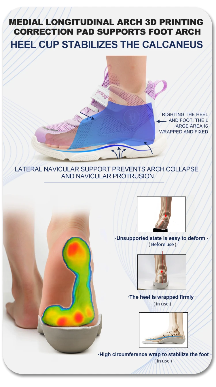 Orthopedic Shoes for Kids and Toddlers with Arch & Ankle Support, High Top Girls and Boys' Corrective Sneakers for Flat Foot