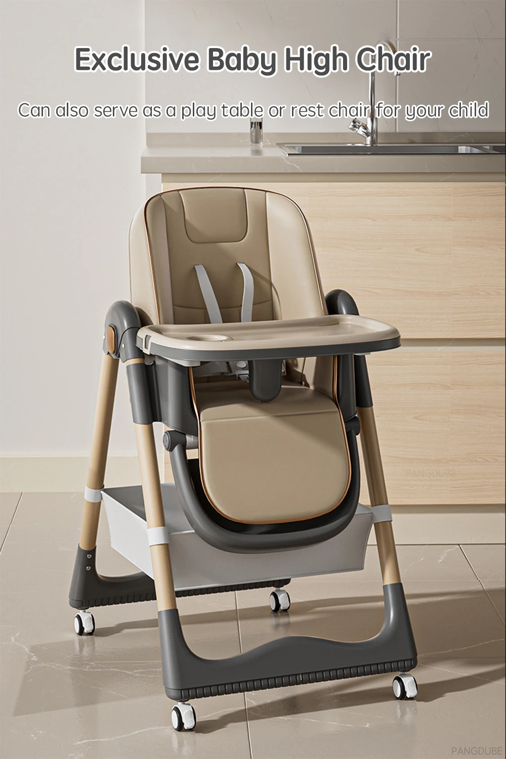PANGDUBE Baby High Chair for Feeding Reclining, Folding and Lifting Baby Eating Chair with Wheels High Chair for Babies Seats