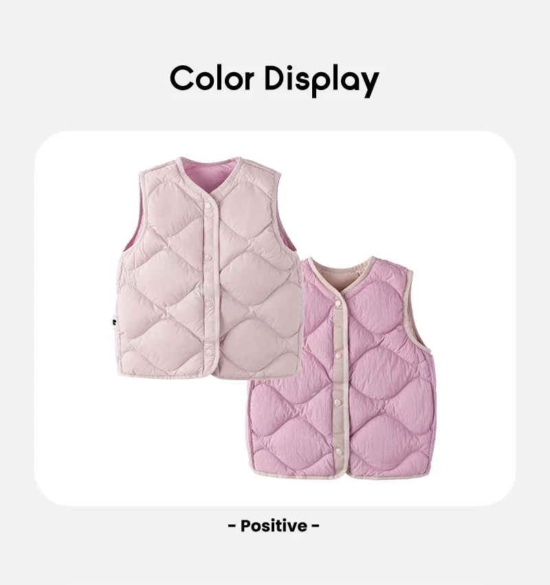 Mini Bala Kids Down Vest Winter Reversible Duck Down Waterproof Windproof Warm Lightweight for Outdoor Activities Macaron Color