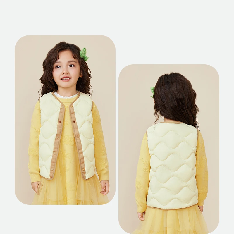 Mini Bala Kids Down Vest Winter Reversible Duck Down Waterproof Windproof Warm Lightweight for Outdoor Activities Macaron Color