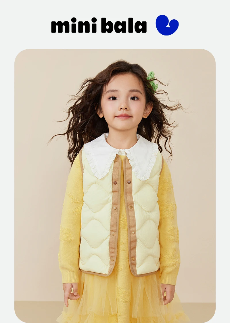 Mini Bala Kids Down Vest Winter Reversible Duck Down Waterproof Windproof Warm Lightweight for Outdoor Activities Macaron Color