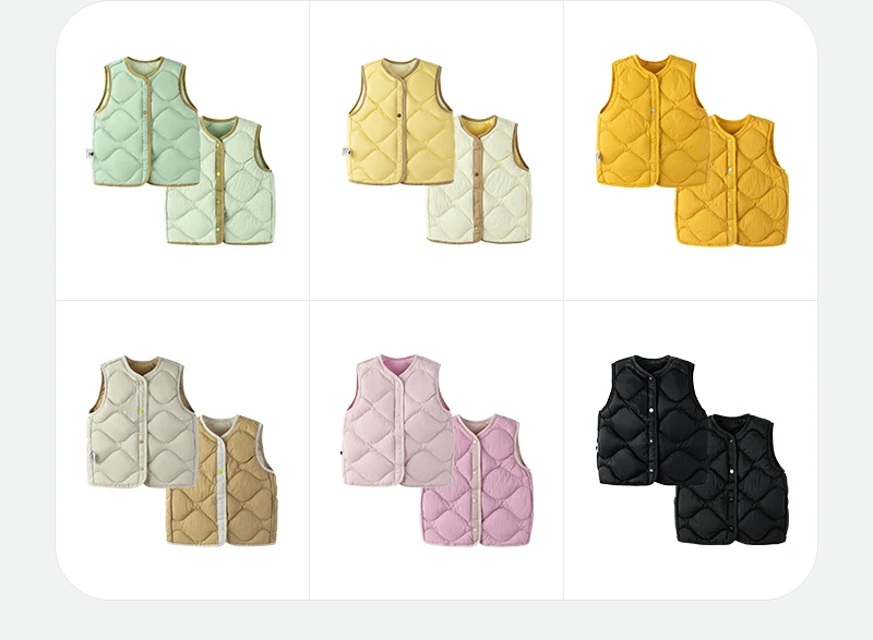 Mini Bala Kids Down Vest Winter Reversible Duck Down Waterproof Windproof Warm Lightweight for Outdoor Activities Macaron Color