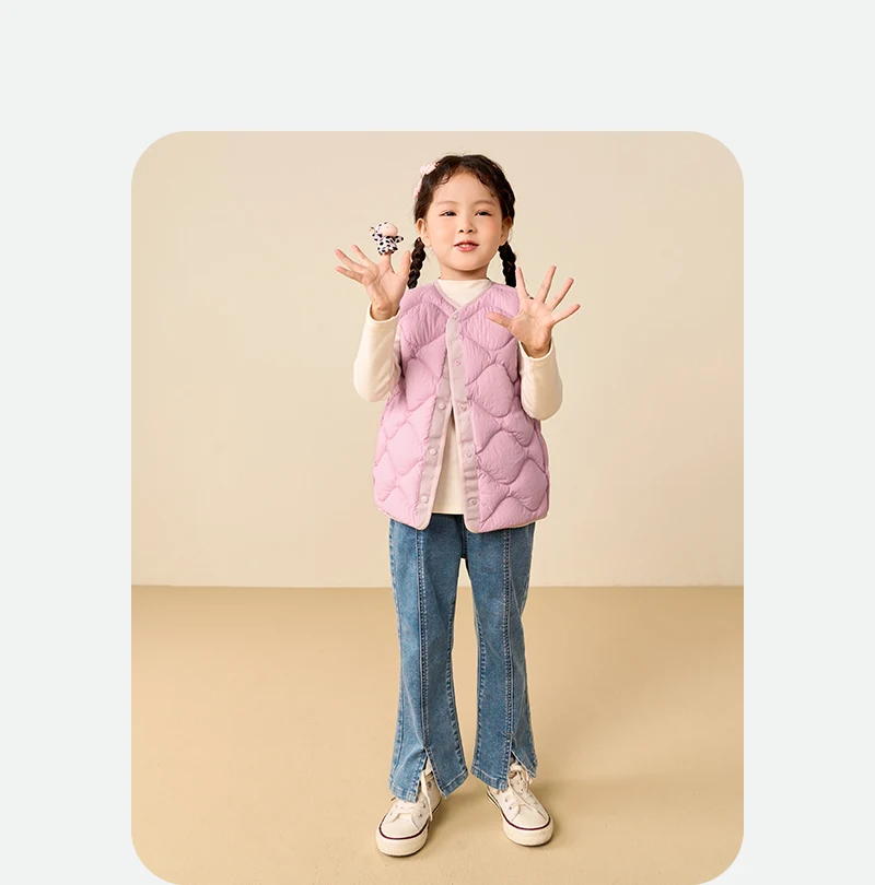 Mini Bala Kids Down Vest Winter Reversible Duck Down Waterproof Windproof Warm Lightweight for Outdoor Activities Macaron Color