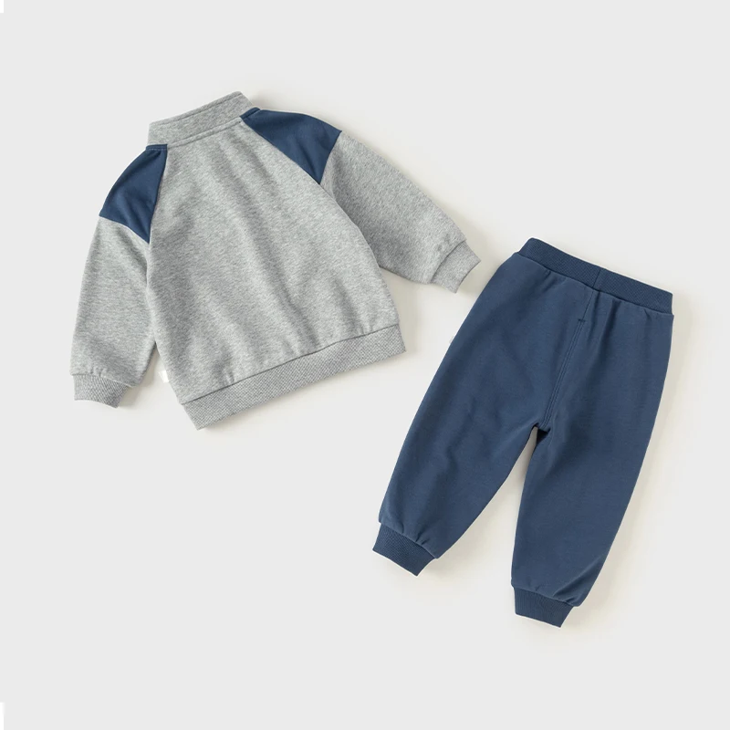 Dave Bella Kids Boy Clothes Grey Cartoon Suit 2025 Spring Autumn Pullover Sweatshirt Sport Pant Children Tracksuit DB3241665