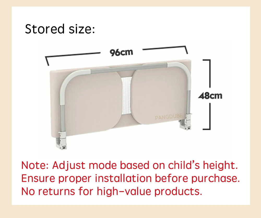 PANGDUBE Baby Bed Guardrail 2-in-1 Safety Bed Barrier Portable Bedside Sleeper with Storage Bag Adjustable Baby Nest