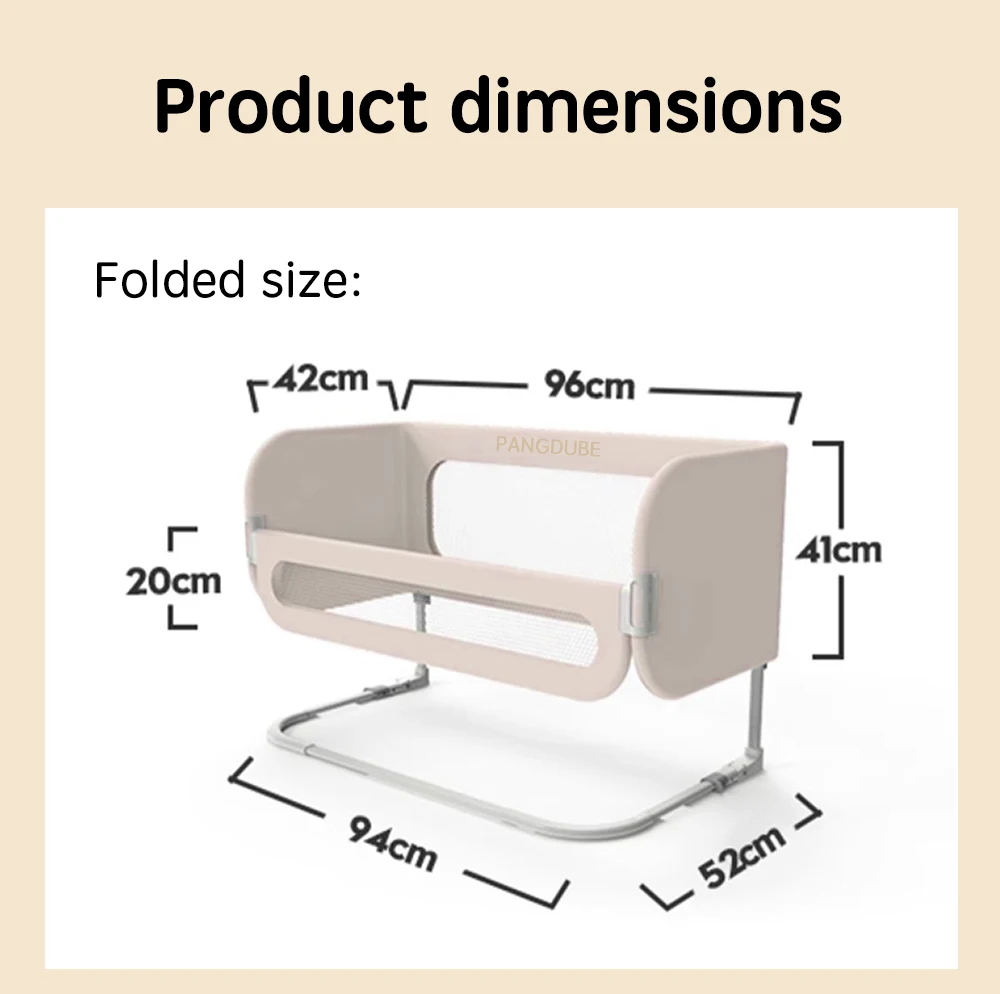 PANGDUBE Baby Bed Guardrail 2-in-1 Safety Bed Barrier Portable Bedside Sleeper with Storage Bag Adjustable Baby Nest