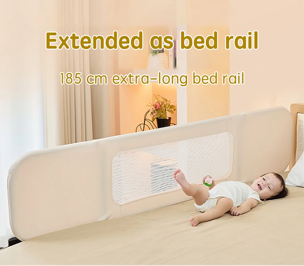 PANGDUBE Baby Bed Guardrail 2-in-1 Safety Bed Barrier Portable Bedside Sleeper with Storage Bag Adjustable Baby Nest
