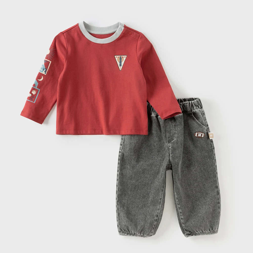 Dave Bella Children's Autumn Spring Jeans Boys Elastic Waist Cargo Pants Casual Sports Pocket Jogger Trousers DB3252504