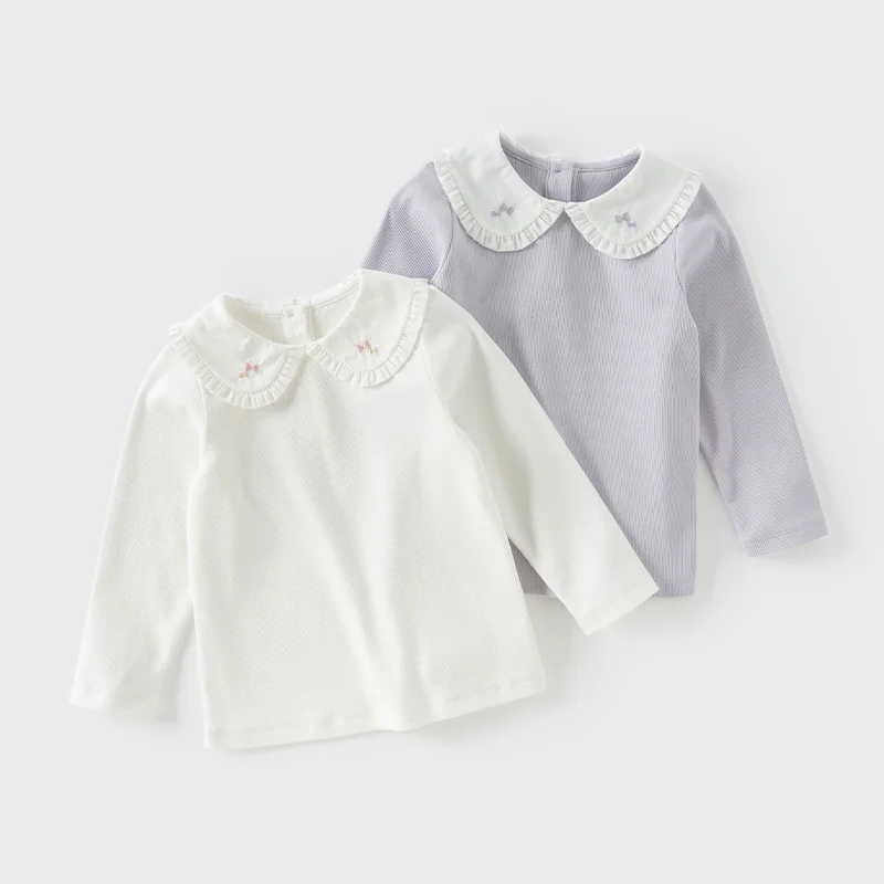 Dave Bella Children Spring Winter T-shirts Tops for Girls Cute Autumn Long Sleeve Tops Bottoming Shirt DB1250911