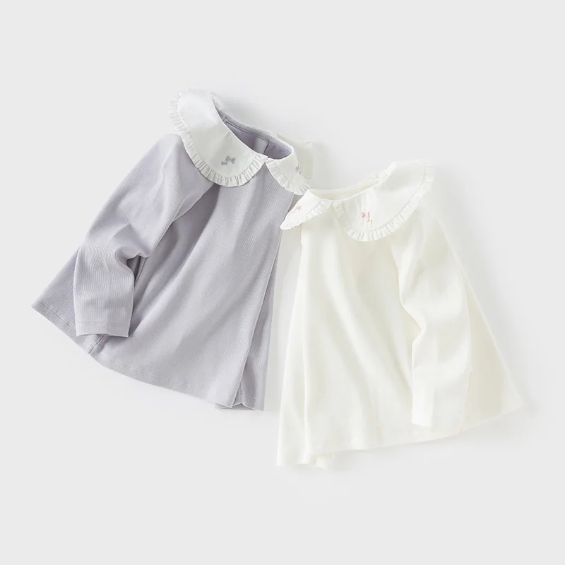 Dave Bella Children Spring Winter T-shirts Tops for Girls Cute Autumn Long Sleeve Tops Bottoming Shirt DB1250911