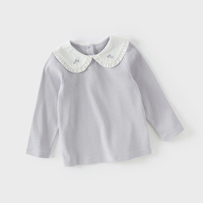Dave Bella Children Spring Winter T-shirts Tops for Girls Cute Autumn Long Sleeve Tops Bottoming Shirt DB1250911