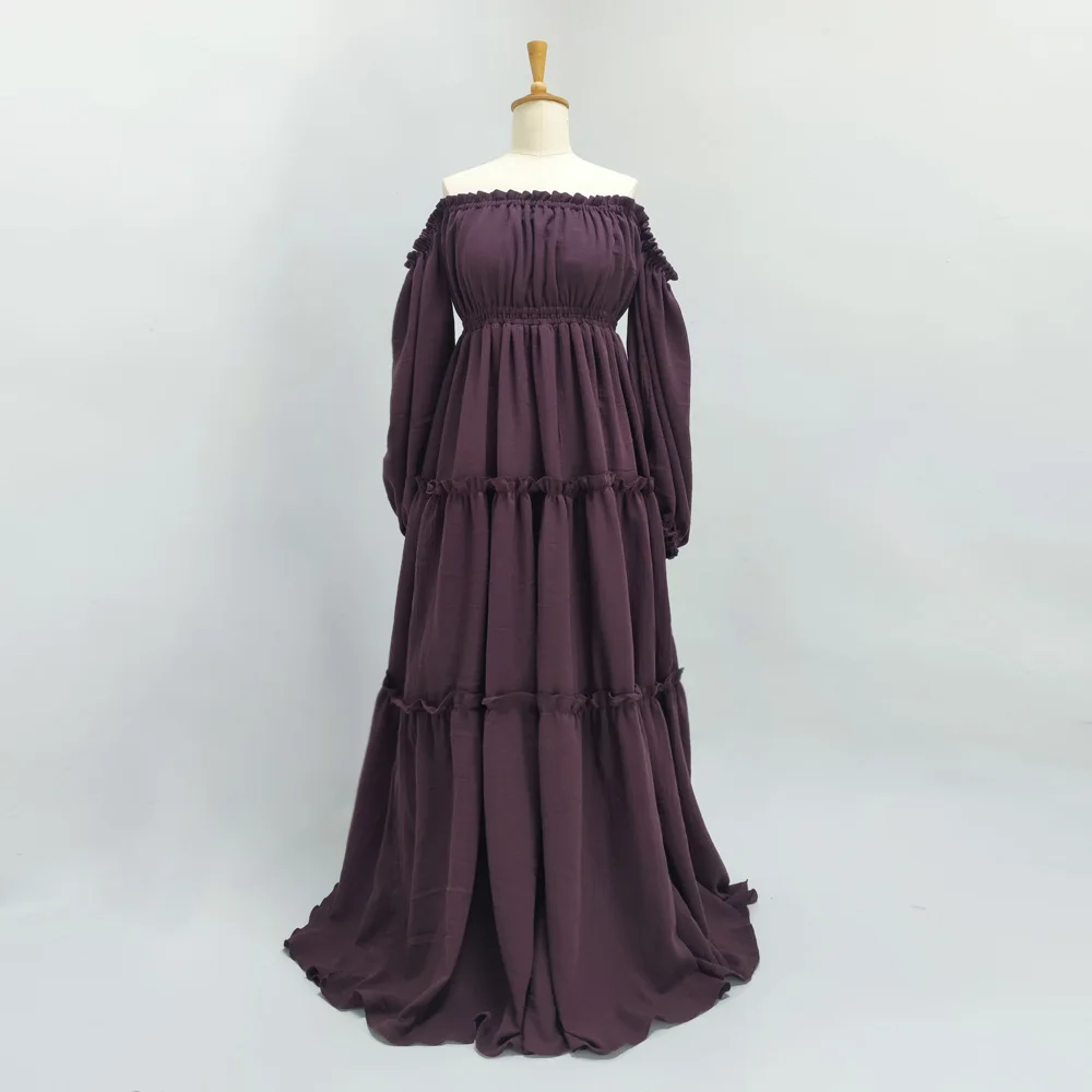 Bohemian Photo Shooting Pregnancy Dress Soft Comfortable Pure Cotton Off Shoulder Dress Maternity Dresses For Baby Showers
