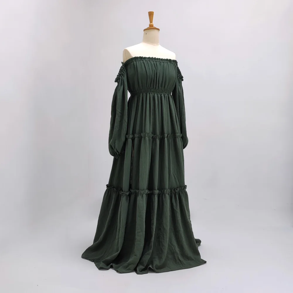 Bohemian Photo Shooting Pregnancy Dress Soft Comfortable Pure Cotton Off Shoulder Dress Maternity Dresses For Baby Showers