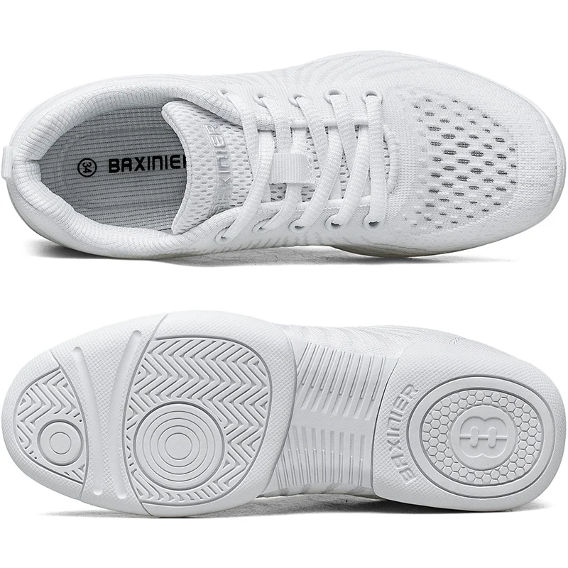 BAXINIER Girls White Cheer Dance Sneakers Kids Lightweight Cheerleading Training Walking Tennis Womens Fashion Sports Shoes