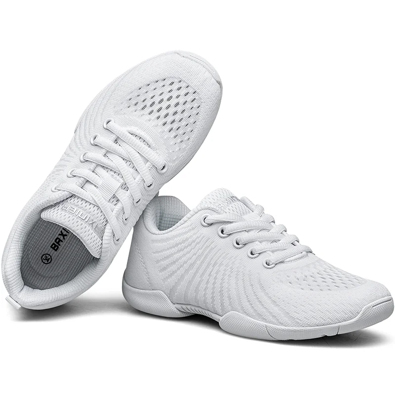 BAXINIER Girls White Cheer Dance Sneakers Kids Lightweight Cheerleading Training Walking Tennis Womens Fashion Sports Shoes