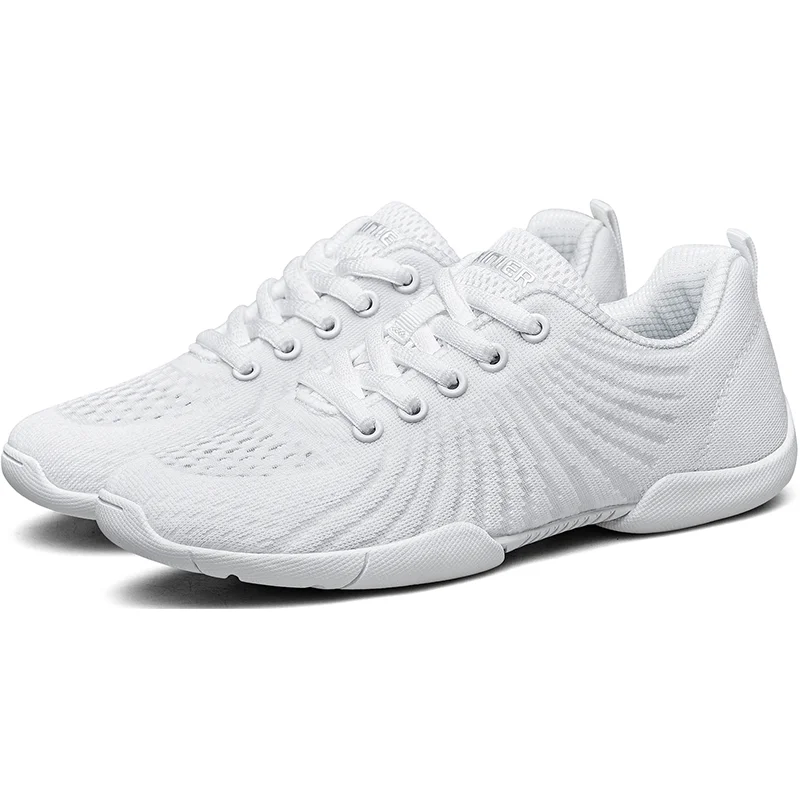 BAXINIER Girls White Cheer Dance Sneakers Kids Lightweight Cheerleading Training Walking Tennis Womens Fashion Sports Shoes