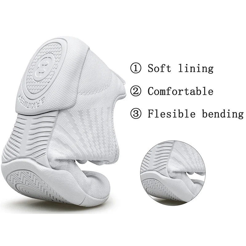 BAXINIER Girls White Cheer Dance Sneakers Kids Lightweight Cheerleading Training Walking Tennis Womens Fashion Sports Shoes