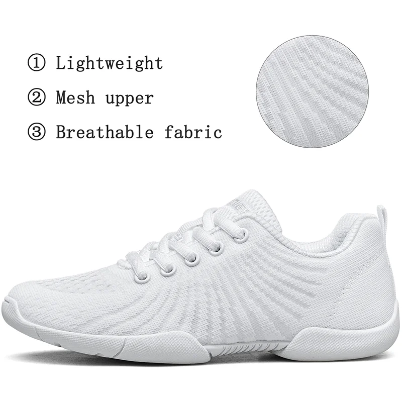 BAXINIER Girls White Cheer Dance Sneakers Kids Lightweight Cheerleading Training Walking Tennis Womens Fashion Sports Shoes