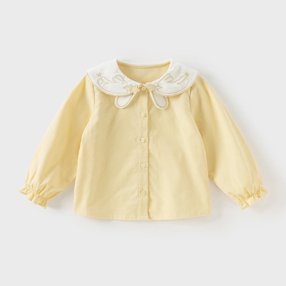 Dave Bella Children's Cotton Shirt Autumn Girls Baby Sweet Cartoon Top Blouse Comfortable Long Sleeve Top Gentle DB3253212