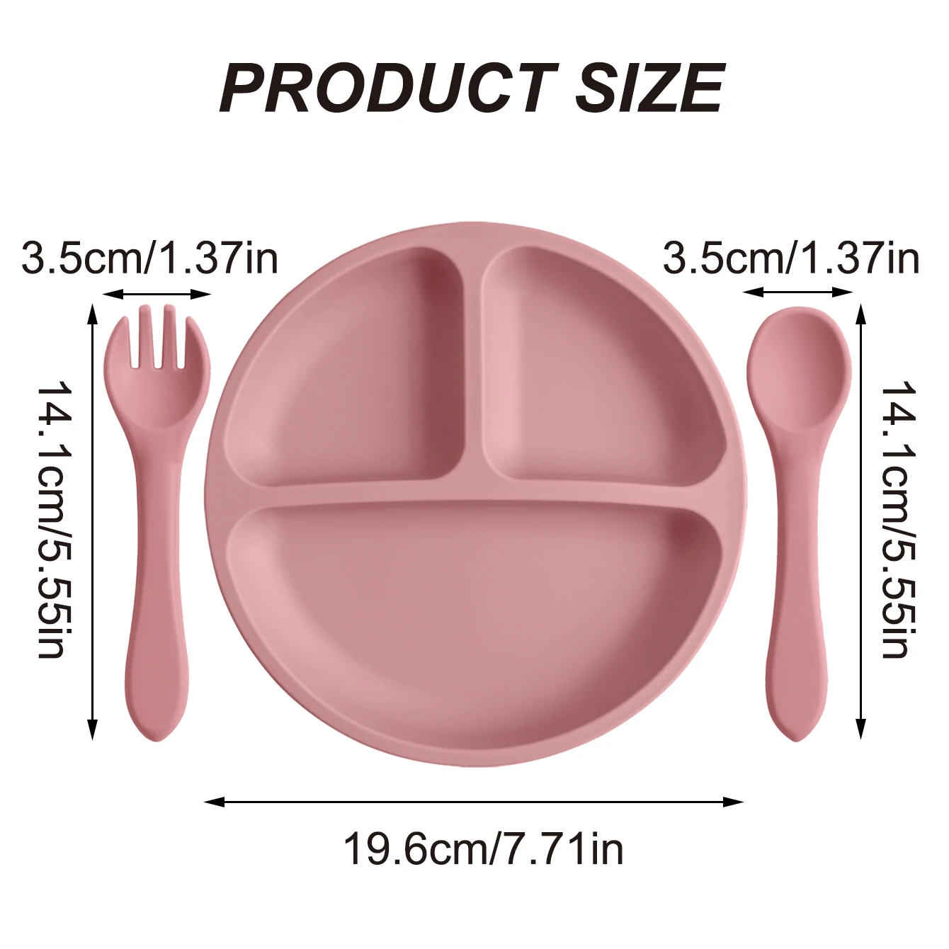 3PCS Silicone Baby Feeding Set With Suction Plate Wooden Spoon Fork BPA Free Training Tableware Dish Bowl Set Baby Shower Gifts