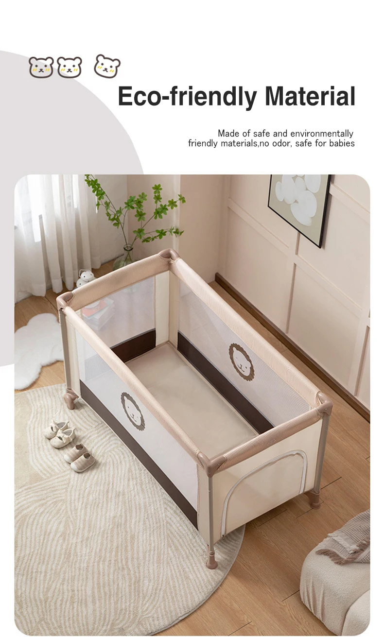 AnGku-Foldable Portable Baby Crib, Multifunction Bedside Bassinet for Babies and Toddlers, Playpen Indoor Outdoor Game