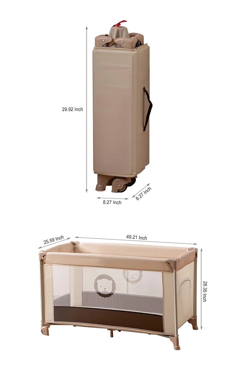 AnGku-Foldable Portable Baby Crib, Multifunction Bedside Bassinet for Babies and Toddlers, Playpen Indoor Outdoor Game