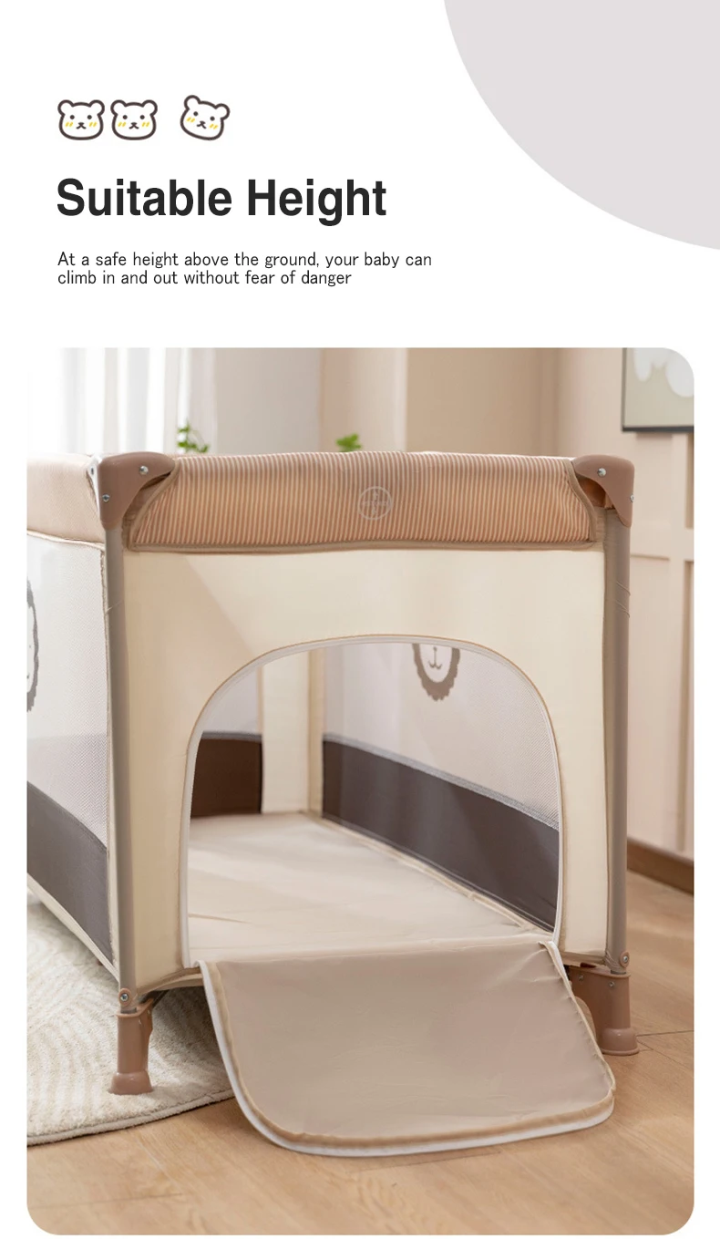 AnGku-Foldable Portable Baby Crib, Multifunction Bedside Bassinet for Babies and Toddlers, Playpen Indoor Outdoor Game