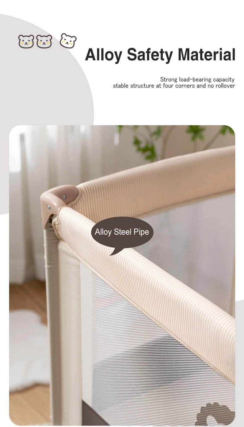 AnGku-Foldable Portable Baby Crib, Multifunction Bedside Bassinet for Babies and Toddlers, Playpen Indoor Outdoor Game