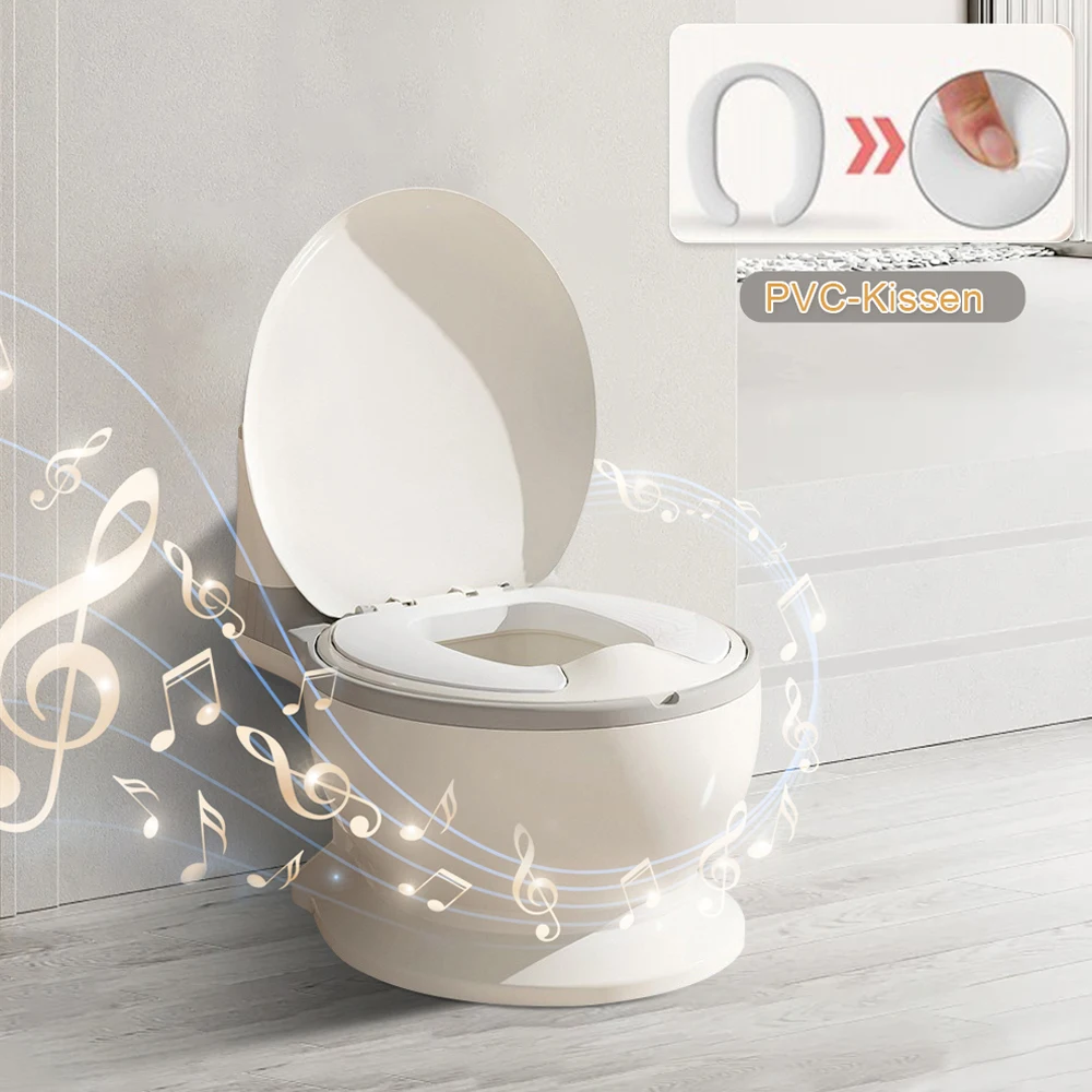 Potty Training Toilet, Realistic 1:1 Potty Training Toilet, PP Training Toilet With Sound Flush PVC Seat, Splash-Proof
