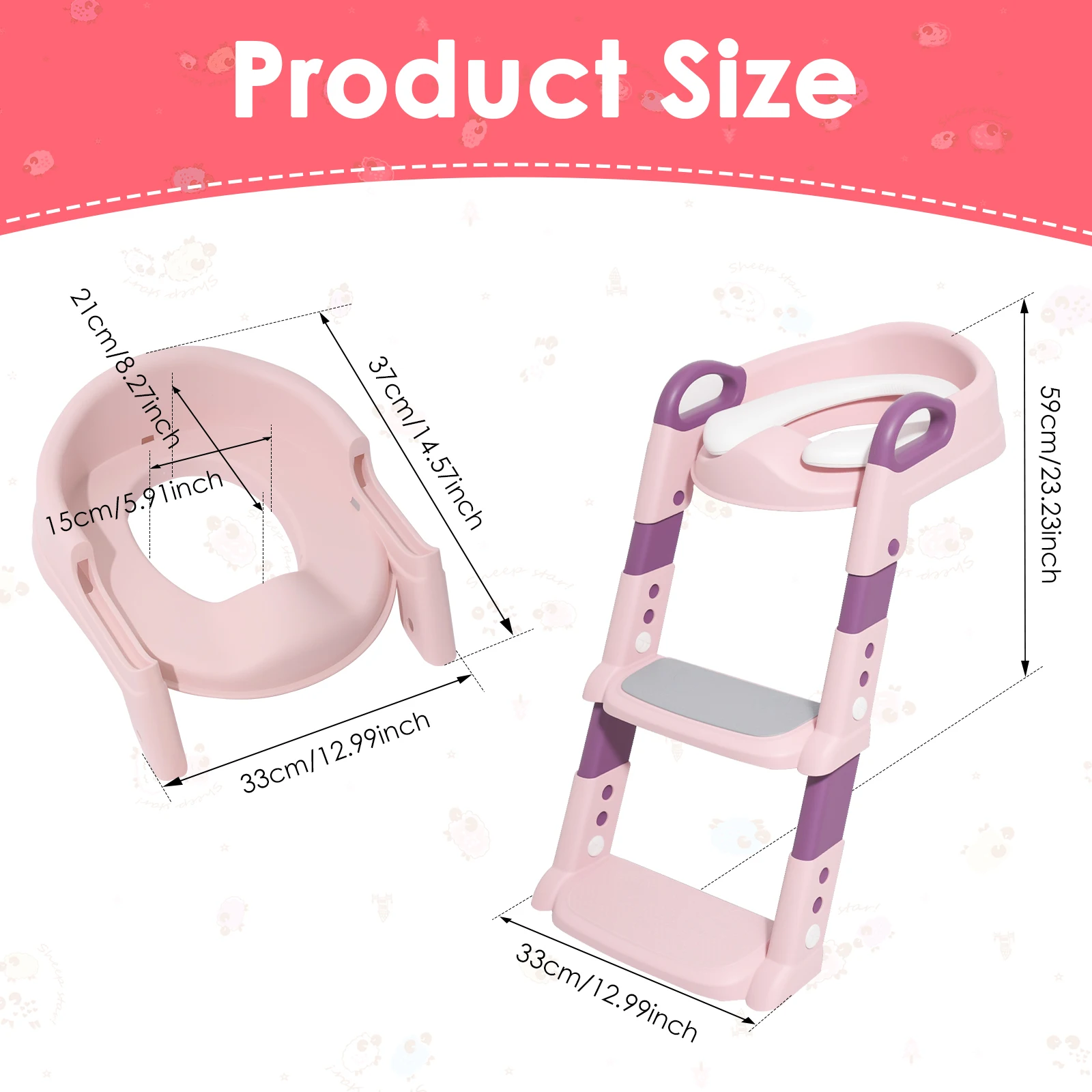 Newly Upgraded Children's Toilet Foldable Kids Potty Training Potty Seat Ladder Portable Baby Toilet Urinal Pot Step Stool