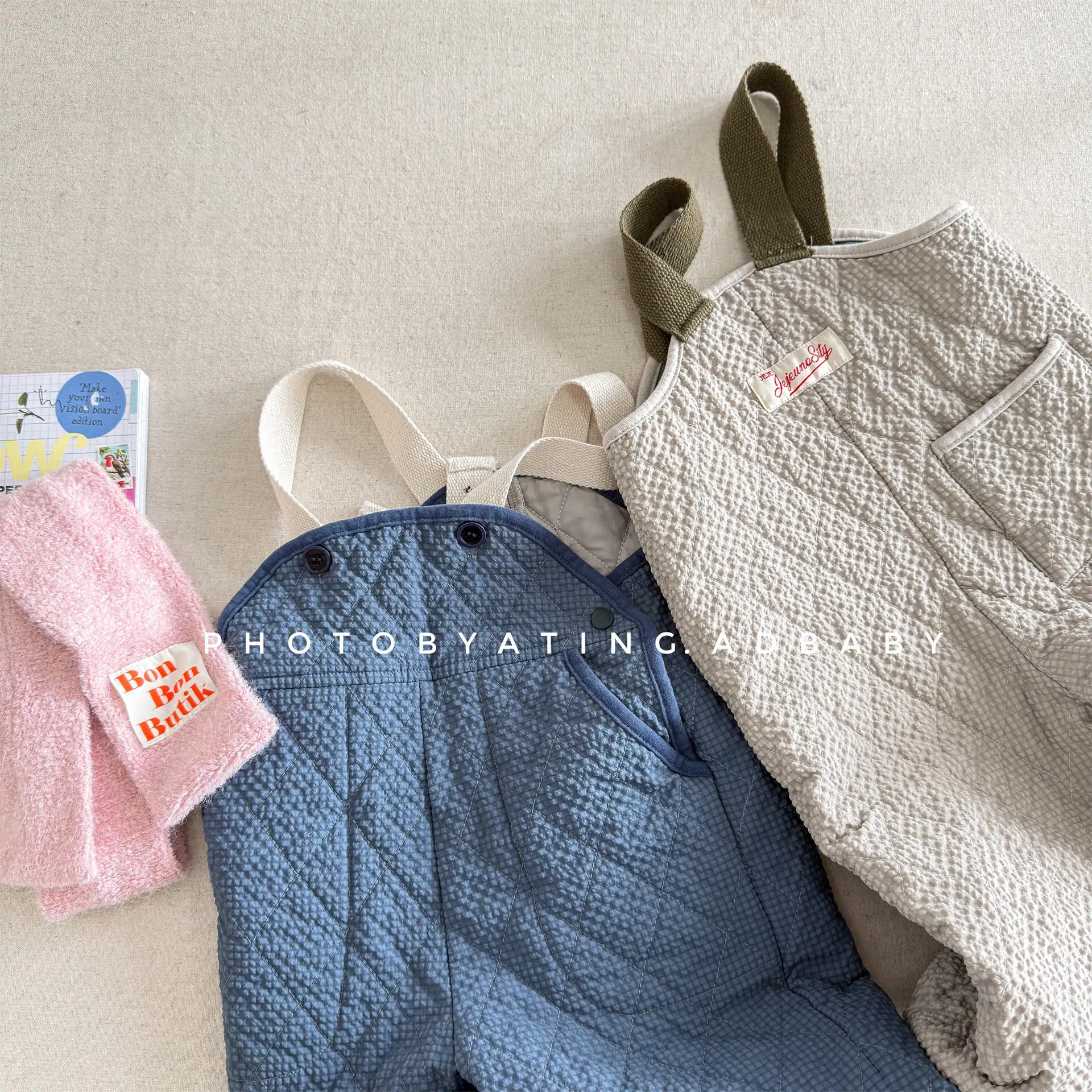 2025 Winter New Children Warm Overalls Boys Girls Plus Velvet Thick Overalls Kids Cotton Padded Strap Trousers Cute Baby Clothes