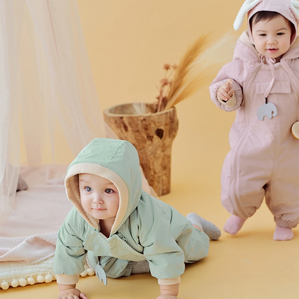 Dave Bella Baby Newborn Jumpsuit Autumn Winter Creeper Girls Boys Fashion Romper Outdoor Warm Baby Jumpsuit DB12022-C