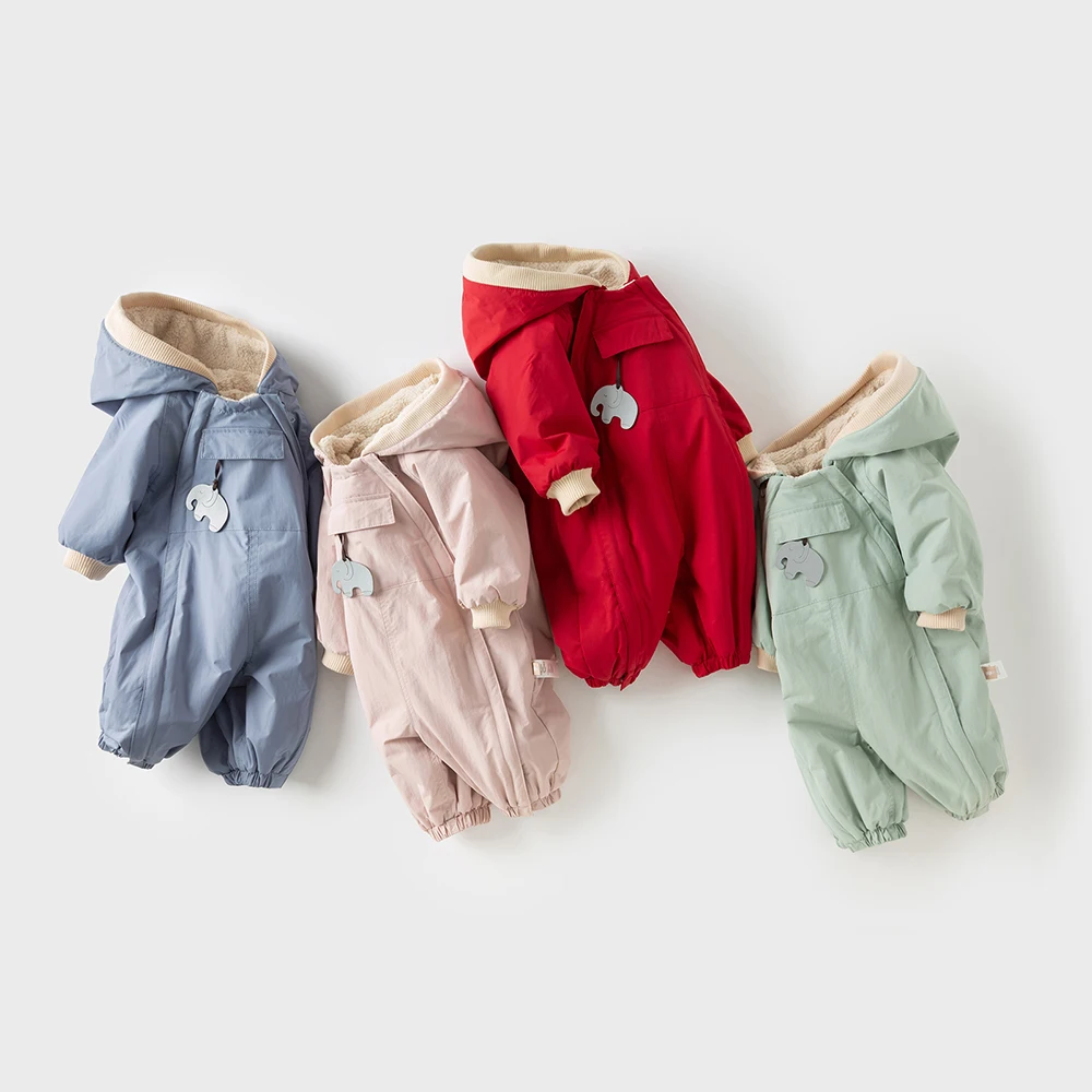 Dave Bella Baby Newborn Jumpsuit Autumn Winter Creeper Girls Boys Fashion Romper Outdoor Warm Baby Jumpsuit DB12022-C