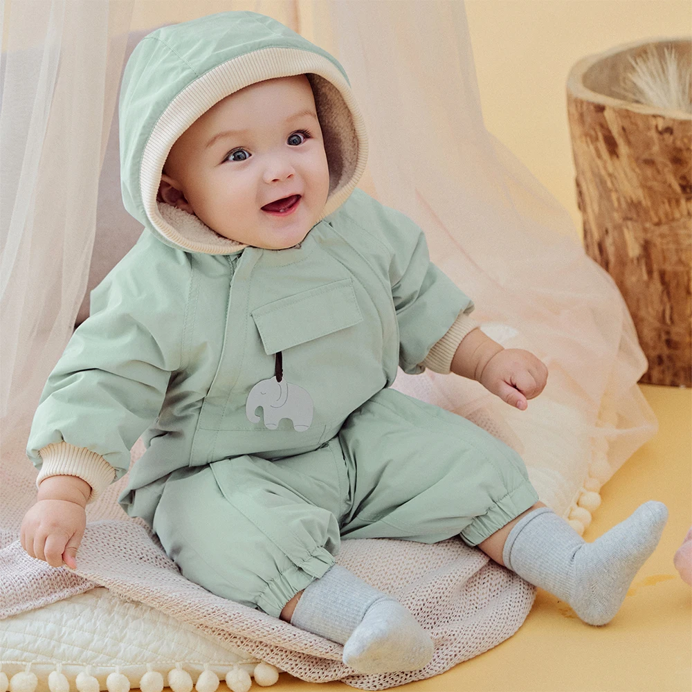 Dave Bella Baby Newborn Jumpsuit Autumn Winter Creeper Girls Boys Fashion Romper Outdoor Warm Baby Jumpsuit DB12022-C