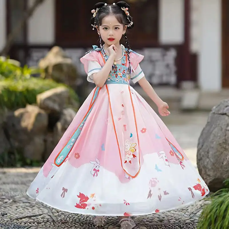 Chinese Hanfu dress for girls casual retro dress