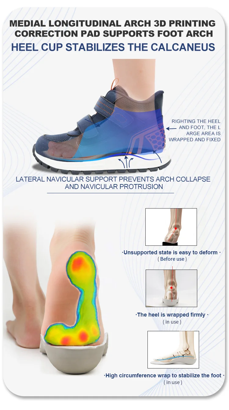 Princepard Kids Orthopedic Sneakers with Ankle Support for Clubfoot and Flatfeet Tennis Footwear Children's Corrective Shoes