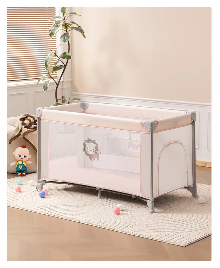 Portable baby bed, foldable 0-4 years old newborn cradle bed Multifunctional baby bed with mosquito net, mattress, cool mat