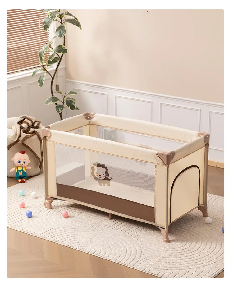 Portable baby bed, foldable 0-4 years old newborn cradle bed Multifunctional baby bed with mosquito net, mattress, cool mat