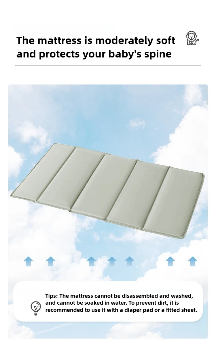 Portable baby bed, foldable 0-4 years old newborn cradle bed Multifunctional baby bed with mosquito net, mattress, cool mat