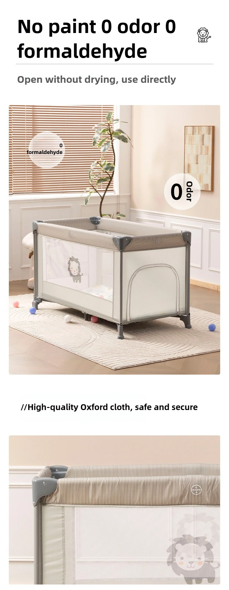Portable baby bed, foldable 0-4 years old newborn cradle bed Multifunctional baby bed with mosquito net, mattress, cool mat