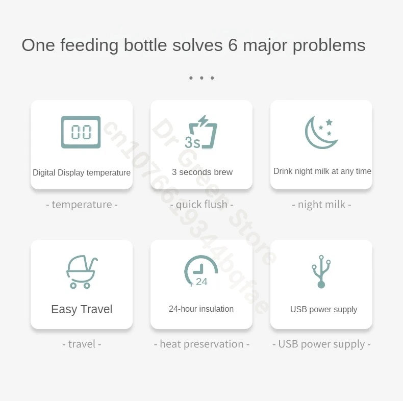 Dr.Green 4S Thermostatic Newborn Baby Bottle Wide Mouth PPSU 180mL/240mL Sealed isolation Fast milk filling Removable/Washable