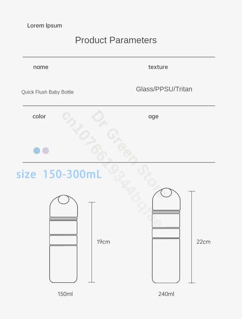 Dr.Green 4S Thermostatic Newborn Baby Bottle Wide Mouth PPSU 180mL/240mL Sealed isolation Fast milk filling Removable/Washable