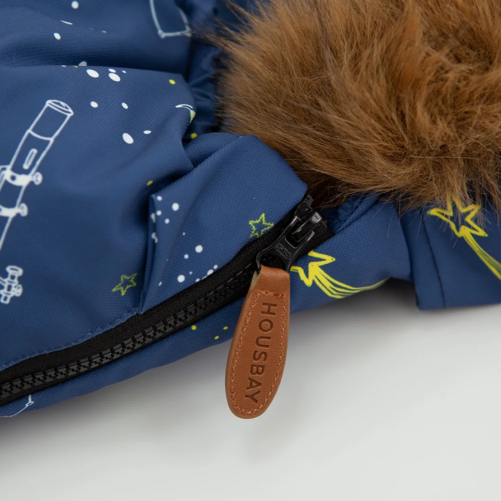 Footmuff In Stroller Baby Envelope Navy Blue Space Printed For Boys Winter Warm Outside Windproof Universal Stroller Accessories